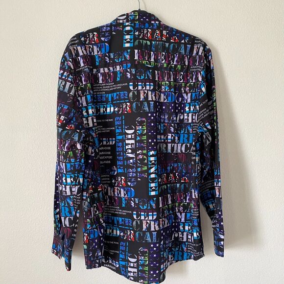 SUGAR Shirt Men's 2XL Colorful All-Over Print Dress Long Sleeve Flip Cuff - Picture 2 of 12